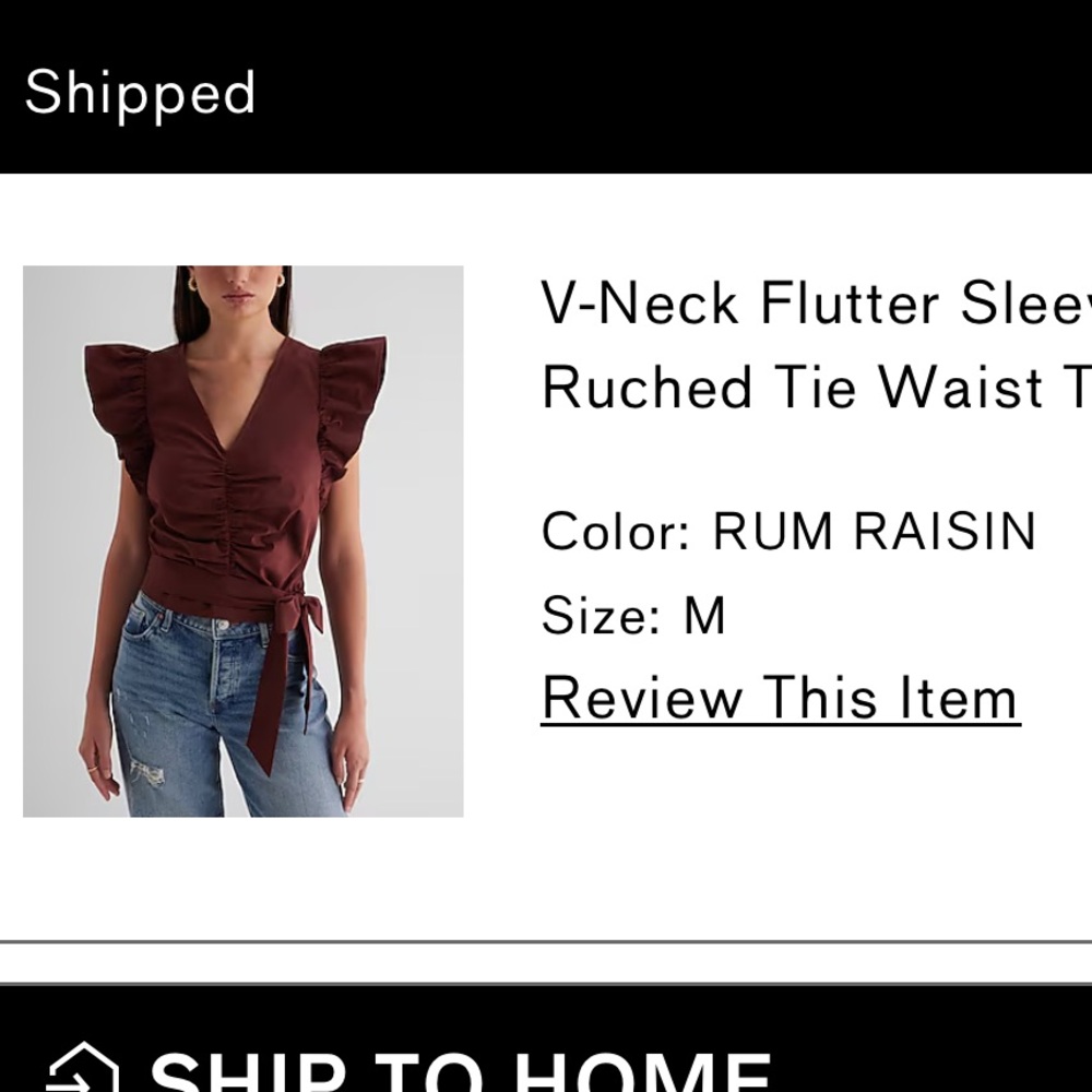 Express Ruched Front Waist Tie Blouse